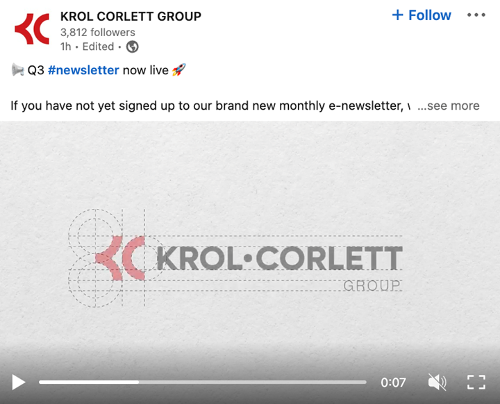 Krol Corlett tease their new brand on LinkedIn